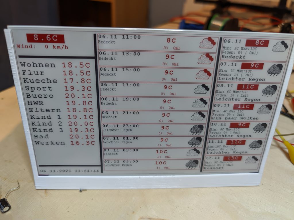 Wetterstation im 3D Druck Gehäuse mit EInk Bildschirm